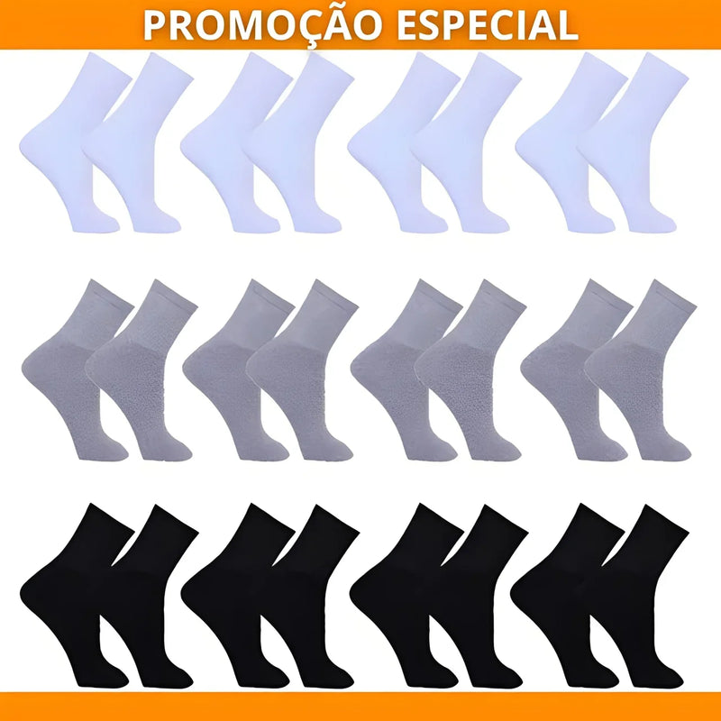 Kit 12 Pares de Meias Cano Longo Unissex (Últimas Unidades)
